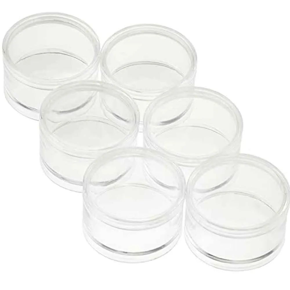 12 Empty Clear Jars 2" Cosmetic Screw-On Lid Travel Sample Cream Container Case