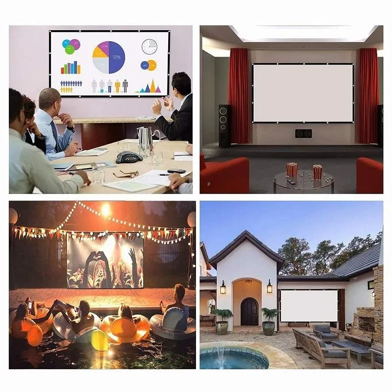 120 4 3 Projector Film Curtain - Foldable Polyester - 240x180cm Projection Area