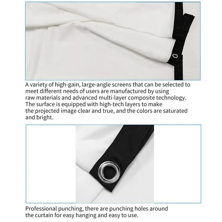 120 4 3 Projector Film Curtain - Foldable Polyester - 240x180cm Projection Area