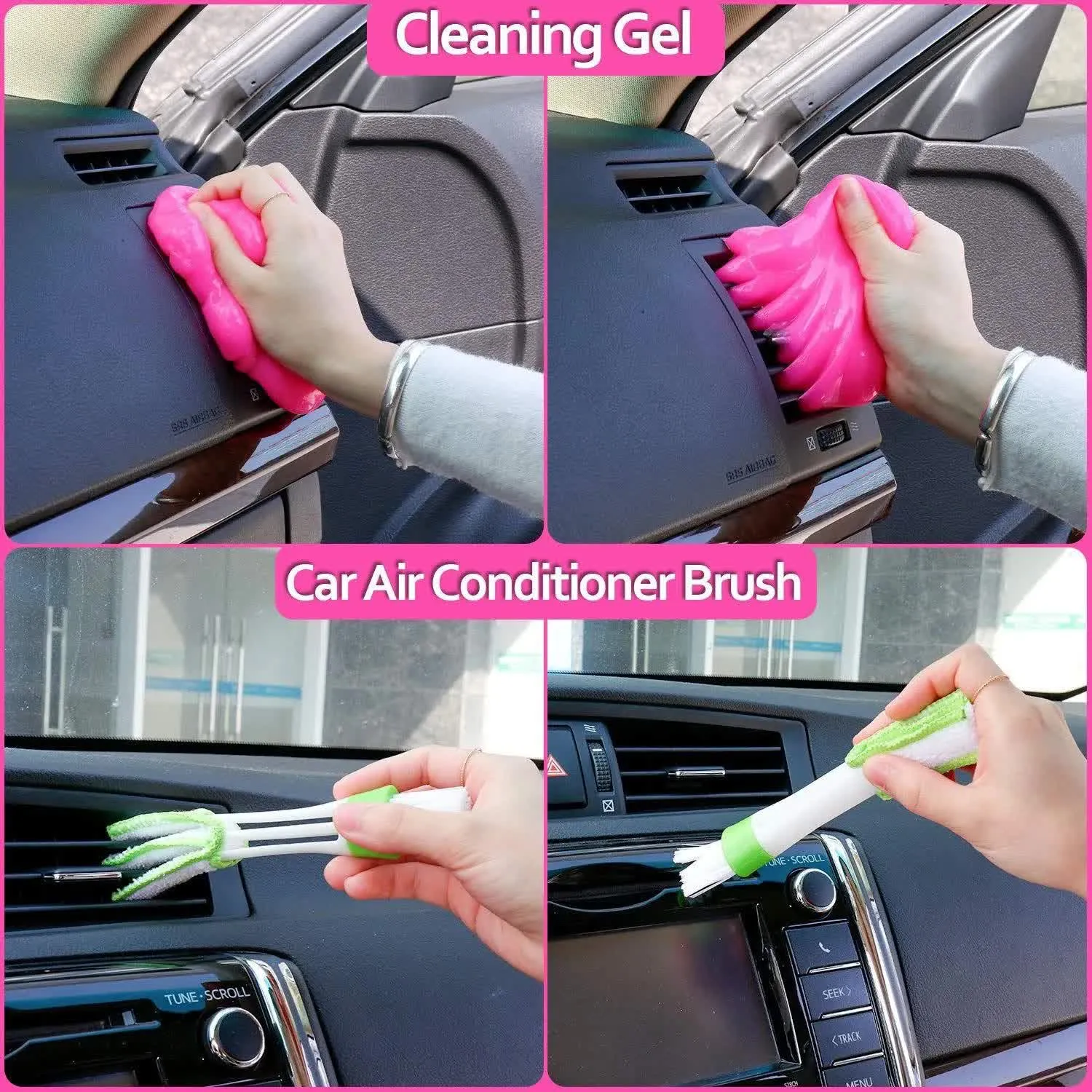 18-Piece Car Cleaning Kit | Pink Auto Detailing Set with Storage Toolbox