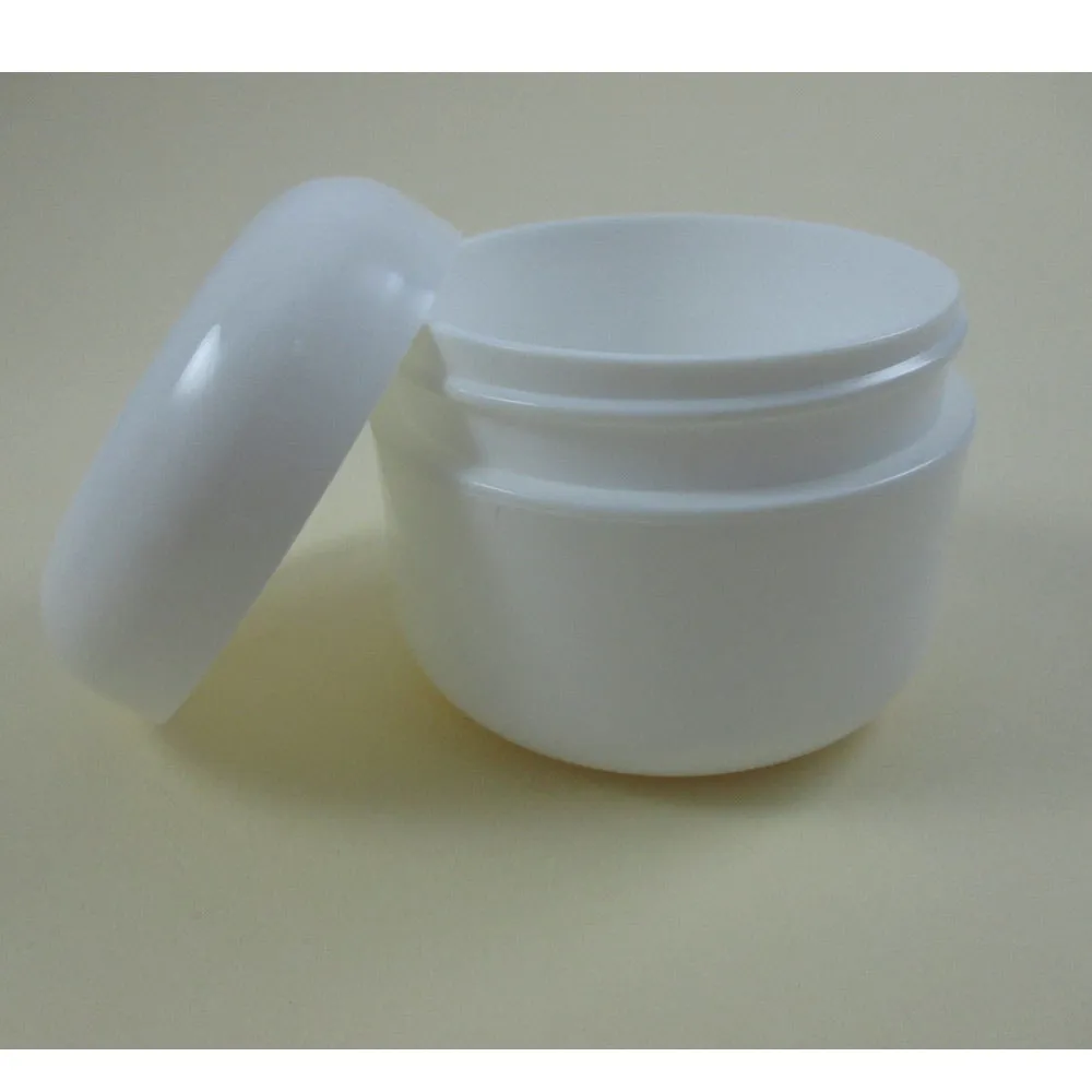 8 White 1.7 Oz Plastic Cosmetic Double Wall Cream Empty Dome Jars Container Cap