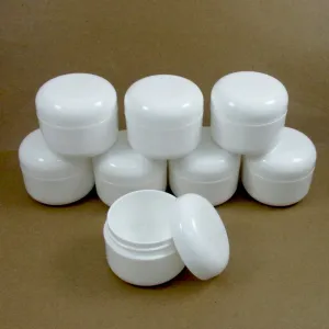 8 White 1.7 Oz Plastic Cosmetic Double Wall Cream Empty Dome Jars Container Cap