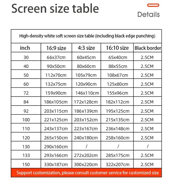 84 Folding High Density Projector Film Curtain - 4 3 172x128cm Projection Area