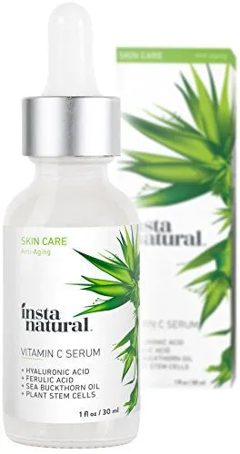 InstaNatural Vitamin C Serum with Hyaluronic Acid & Vit E - Natural & Organic Anti Wrinkle Eraser Formula for Face - Dark Circle, Fine Line & Sun Damage Corrector - Restore & Boost Collagen - 1 OZ