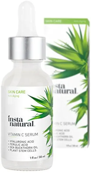 InstaNatural Vitamin C Serum with Hyaluronic Acid & Vit E - Natural & Organic Anti Wrinkle Eraser Formula for Face - Dark Circle, Fine Line & Sun Damage Corrector - Restore & Boost Collagen - 1 OZ