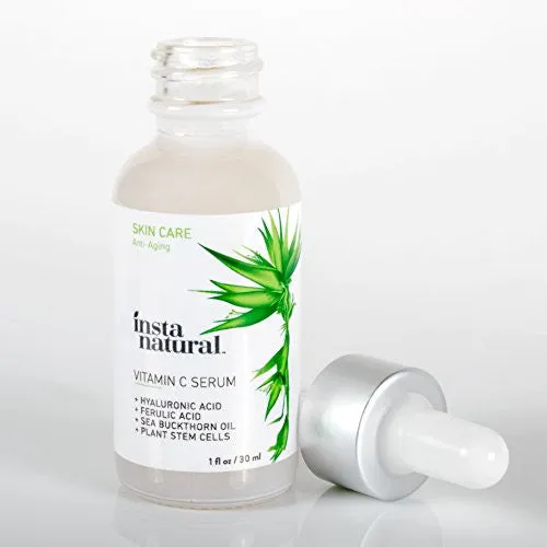 InstaNatural Vitamin C Serum with Hyaluronic Acid & Vit E - Natural & Organic Anti Wrinkle Eraser Formula for Face - Dark Circle, Fine Line & Sun Damage Corrector - Restore & Boost Collagen - 1 OZ