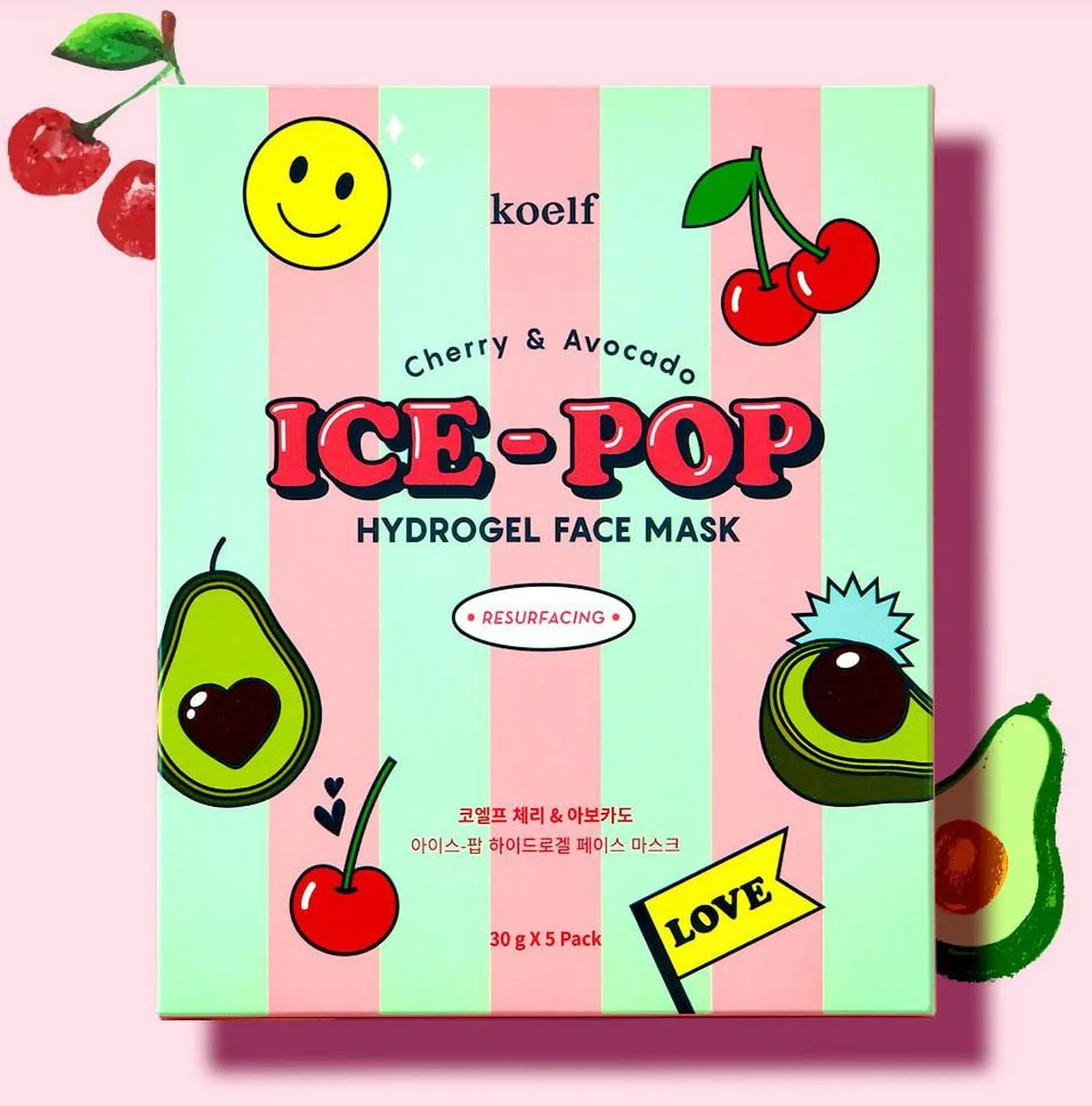 KOELF Cherry & Avocado Ice-Pop Hydrogel Mask Pack 30g*5EA