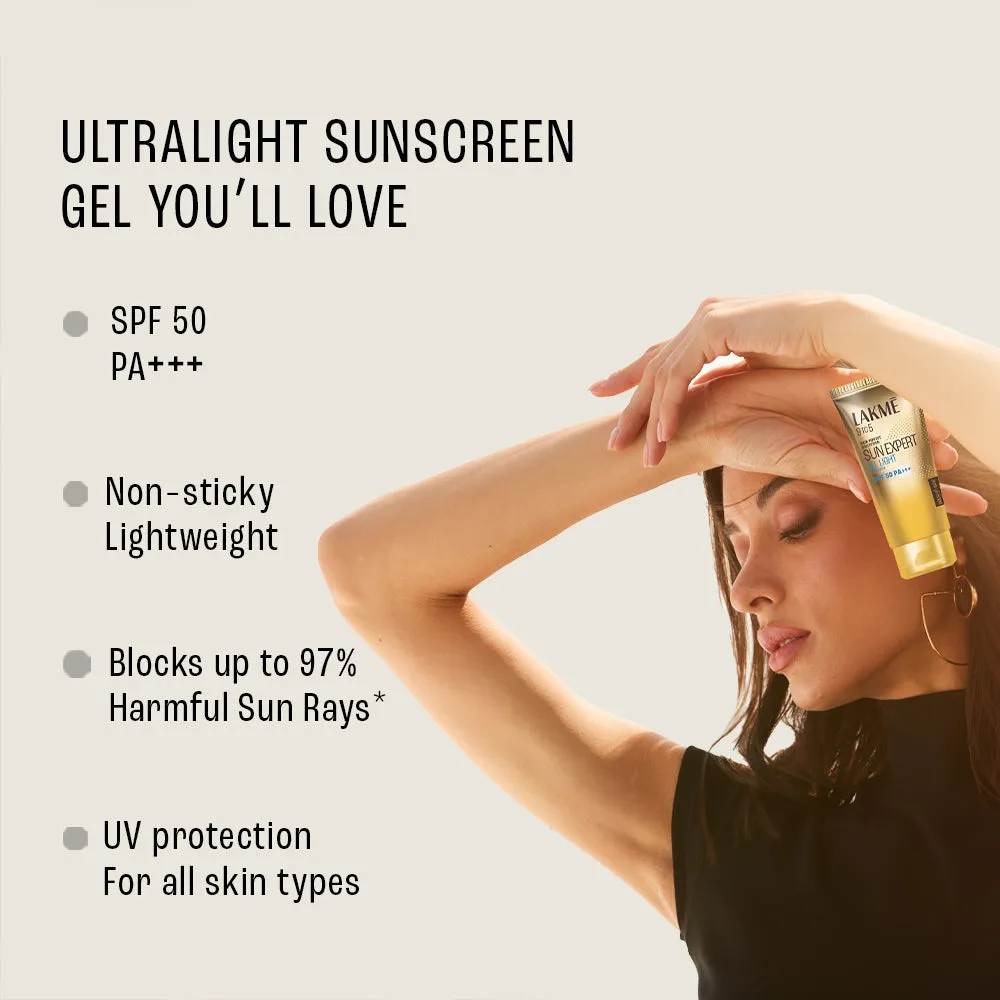 Lakmē Sunscreen Gel SPF 50 PA   Niacinamide, Water Light, For Normal to Oily Skin,No White Cast 100g
