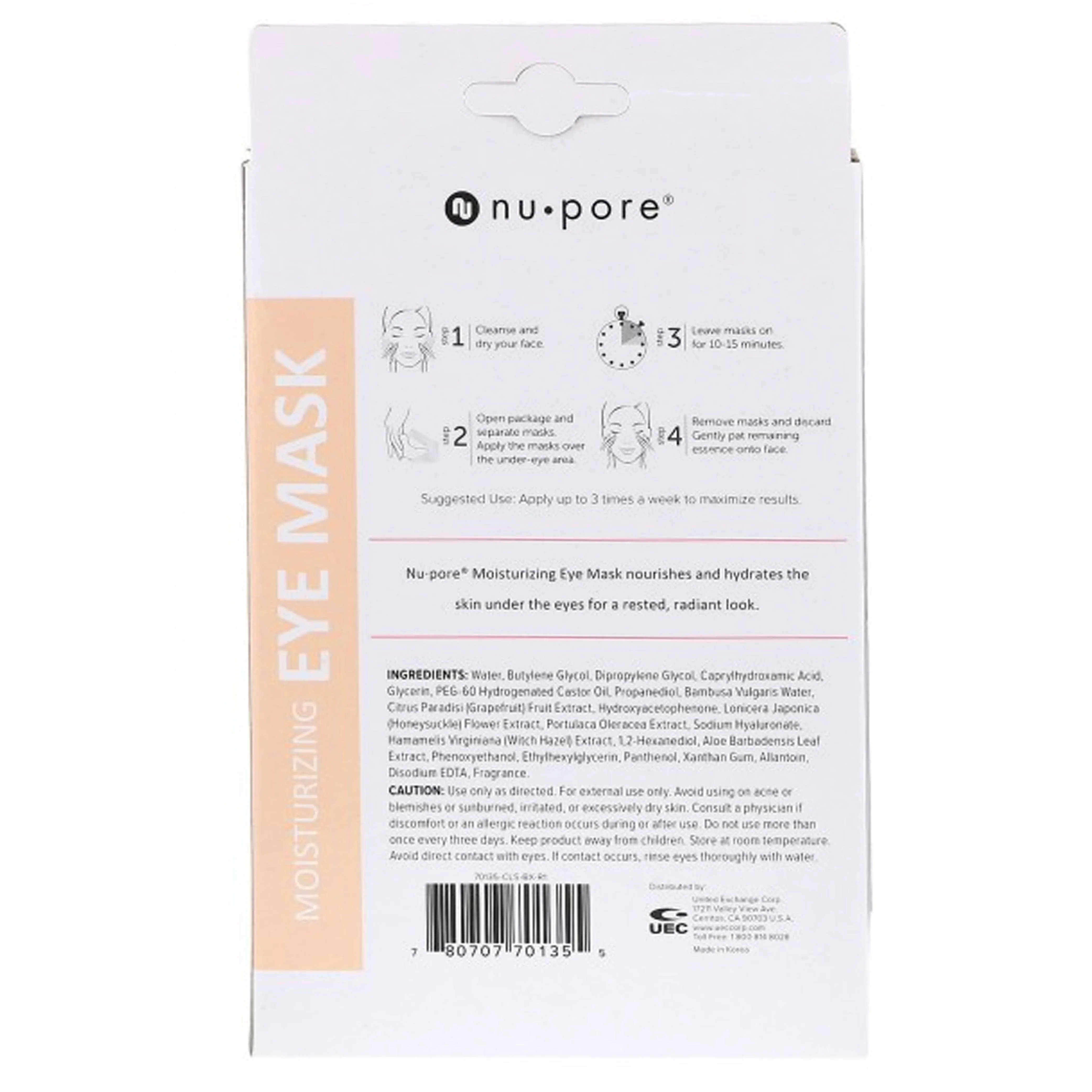 Nu-Pore Under Eye Patches Anti-Wrinkle Aging Dark Circle Gel Moisturize 4 Strips